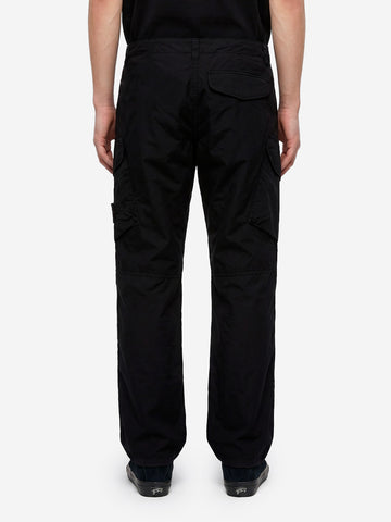 STONE ISLAND Pantalone cargo in twill stretch nero con badge Nero