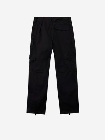 STONE ISLAND Pantalone cargo in twill stretch nero con badge Nero