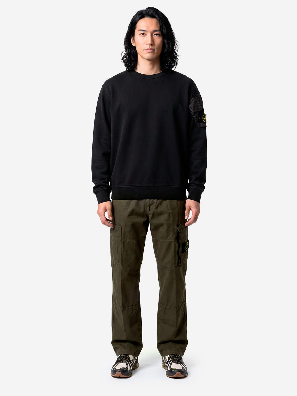 STONE ISLAND Pantaloni cargo in cotone ripstop con tasche multiple con zip Grigio Urbanstaroma