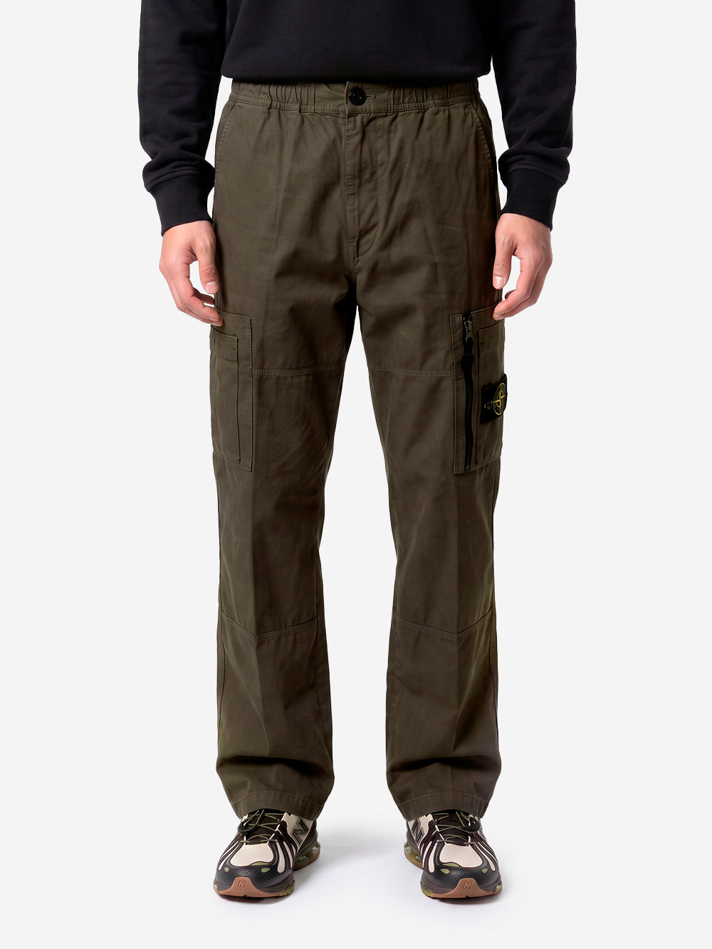 STONE ISLAND Pantaloni cargo in cotone ripstop con tasche multiple con zip Grigio Urbanstaroma