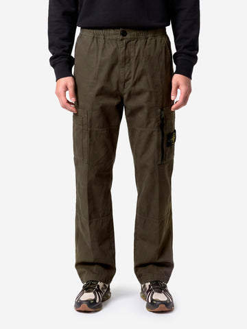 STONE ISLAND Pantaloni cargo in cotone ripstop con tasche multiple con zip Grigio