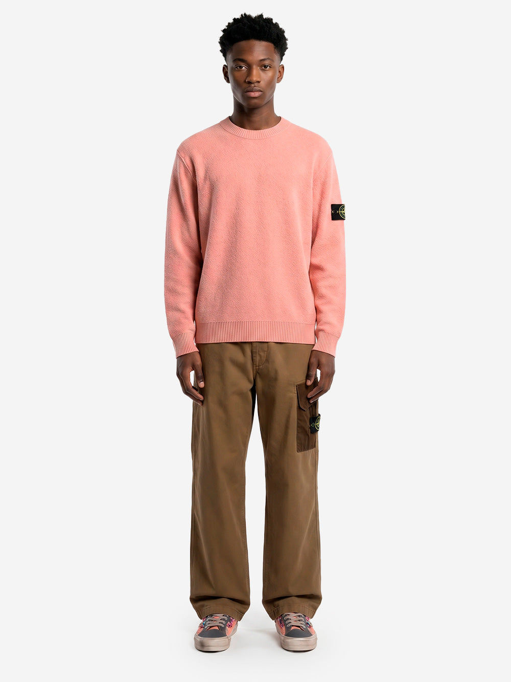 STONE ISLAND Pantalone in cotone Panama con inserti in nylon Verde militare Urbanstaroma