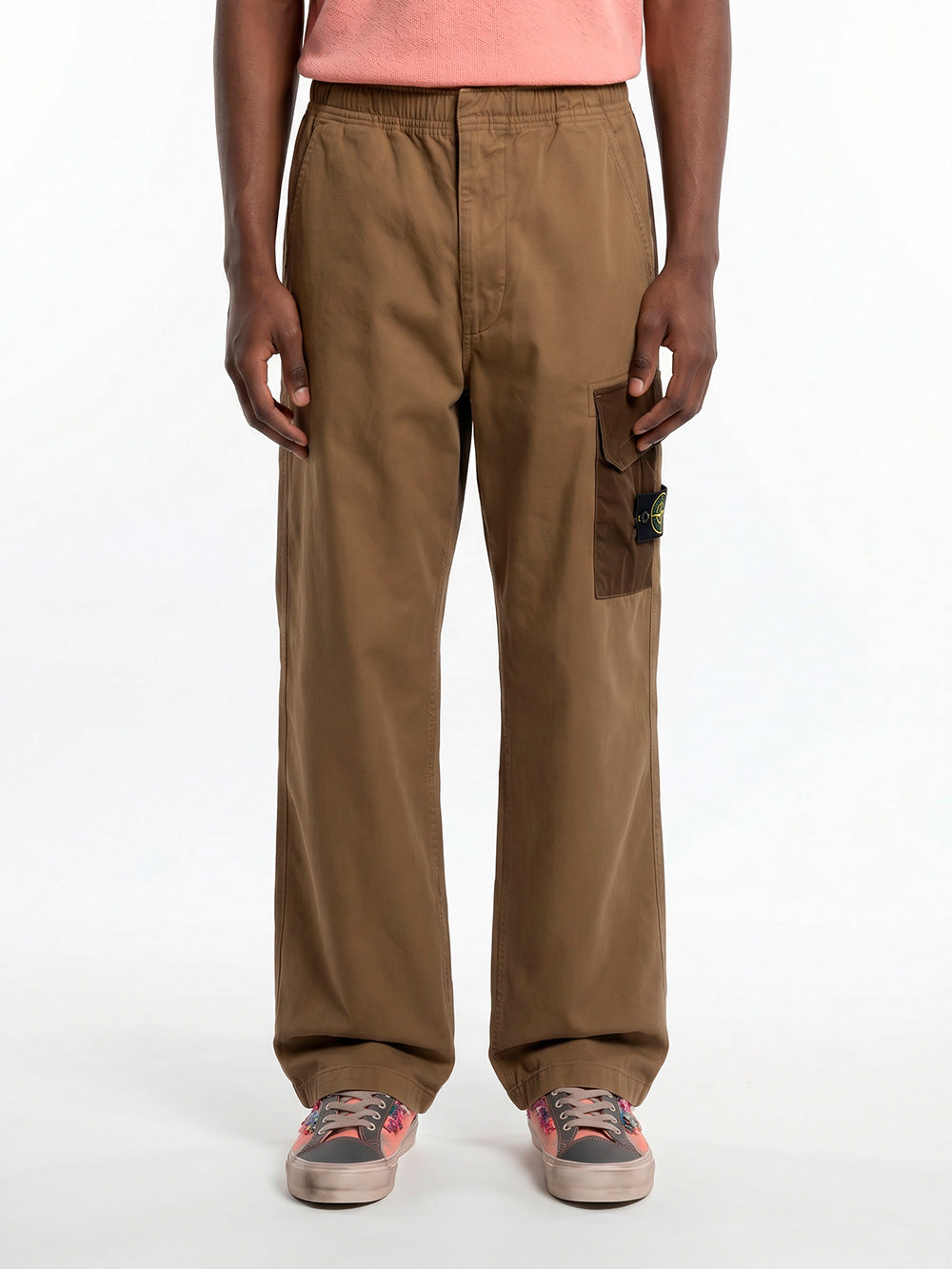STONE ISLAND Pantalone in cotone Panama con inserti in nylon Verde militare Urbanstaroma