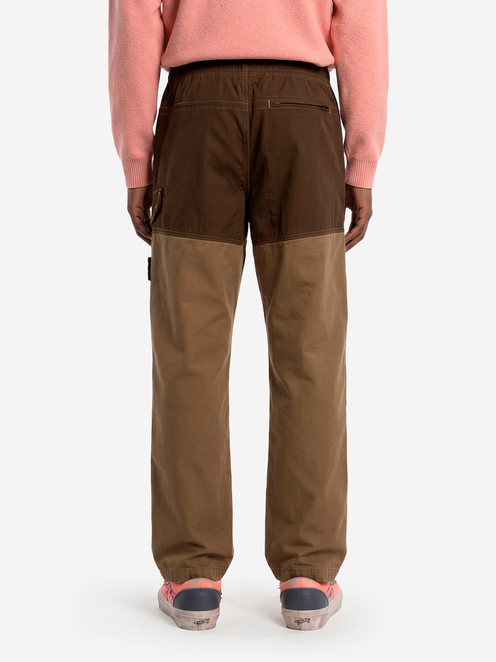 STONE ISLAND Pantalone in cotone Panama con inserti in nylon Verde militare Urbanstaroma