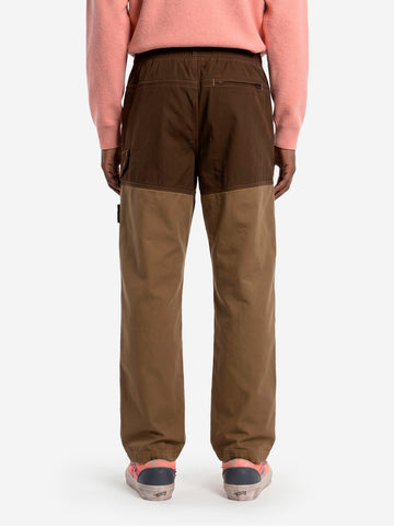 STONE ISLAND Pantalone in cotone Panama con inserti in nylon Verde militare