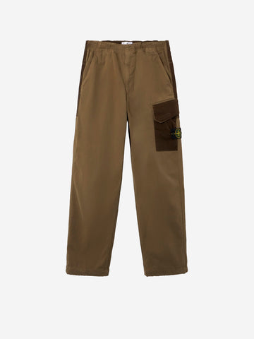STONE ISLAND Pantalone in cotone Panama con inserti in nylon Verde militare