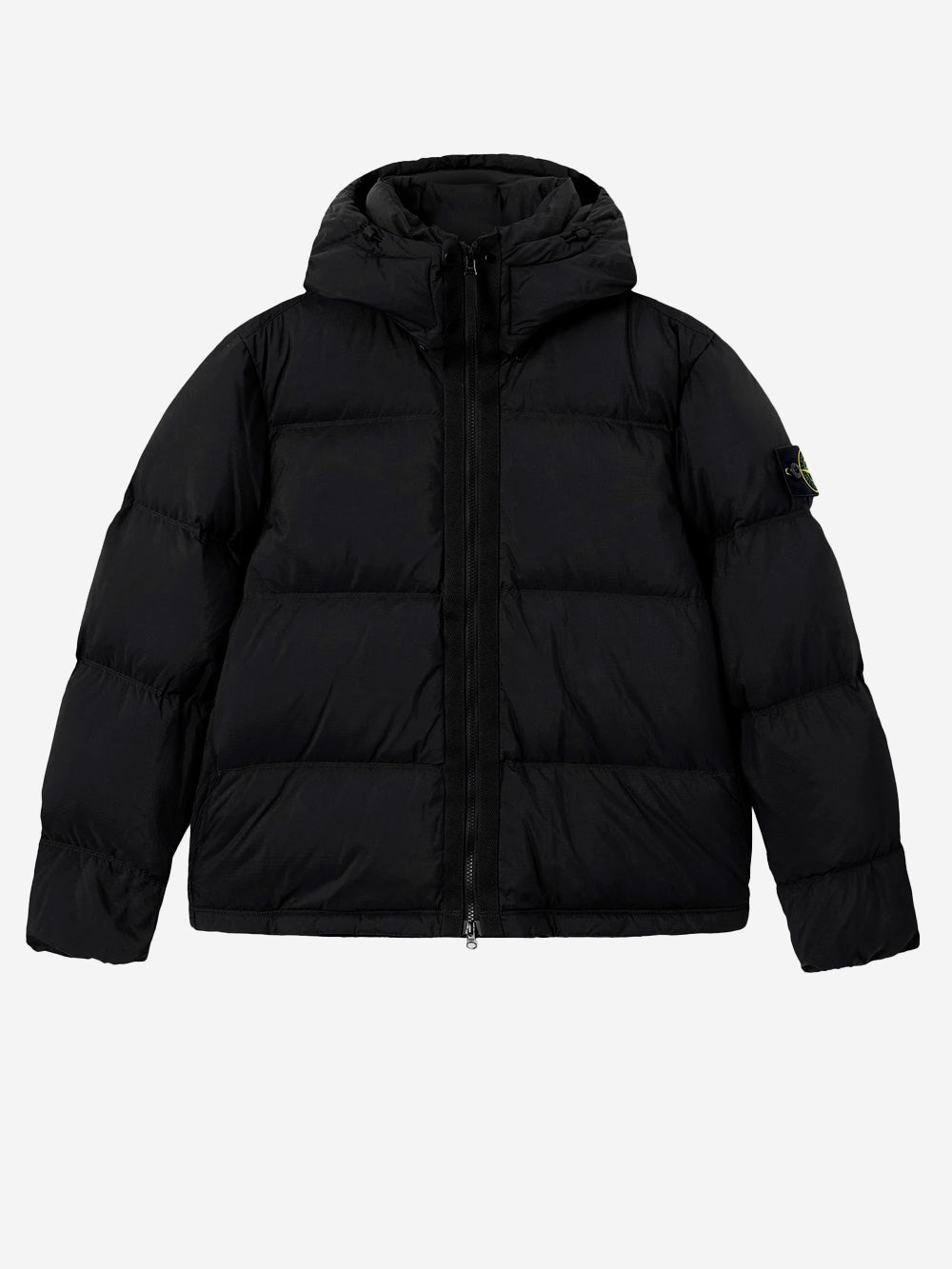 STONE ISLAND Piumino nero in nylon matt ripstop con cappuccio staccabile Nero Urbanstaroma