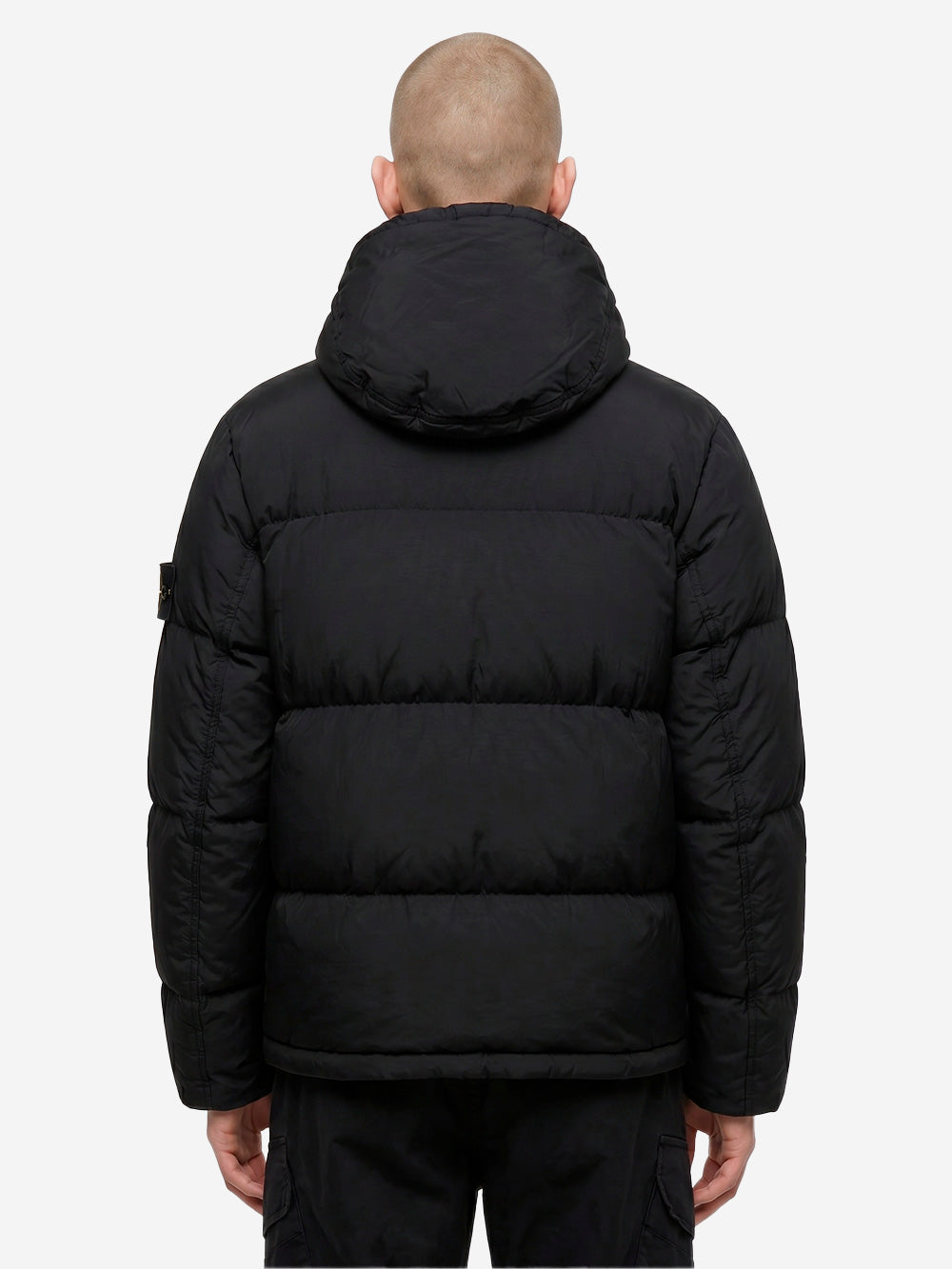 STONE ISLAND Piumino nero in nylon matt ripstop con cappuccio staccabile Nero Urbanstaroma