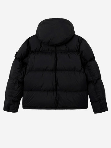 STONE ISLAND Piumino nero in nylon matt ripstop con cappuccio staccabile Nero