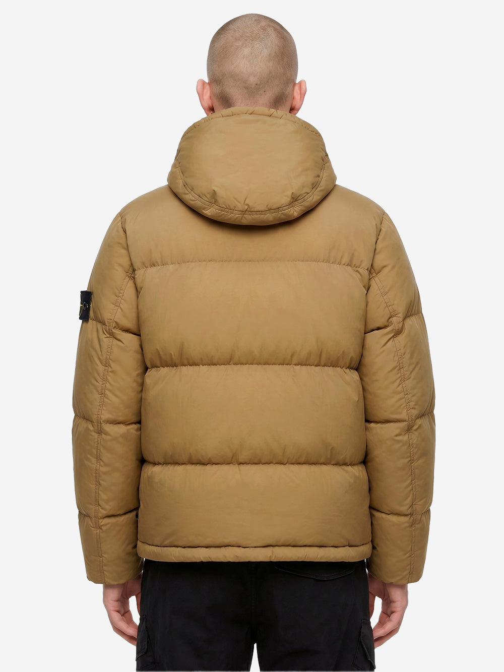STONE ISLAND Piumino verde militare in nylon matt ripstop con cappuccio staccabile Verde Urbanstaroma