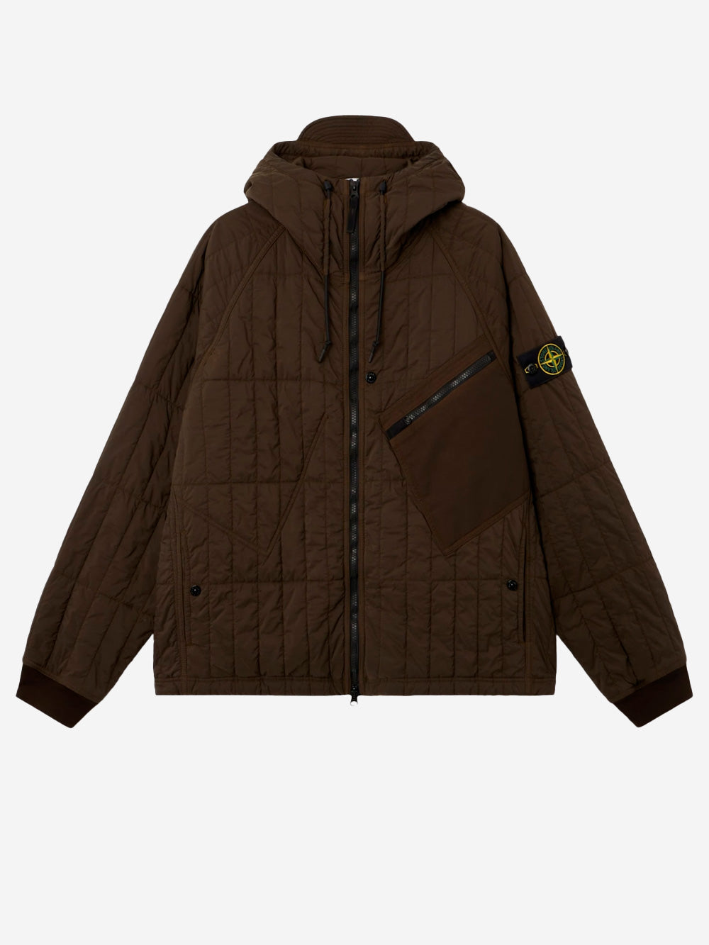 STONE ISLAND Giacca imbottita con cappuccio in nylon stretch marrone Marrone Urbanstaroma