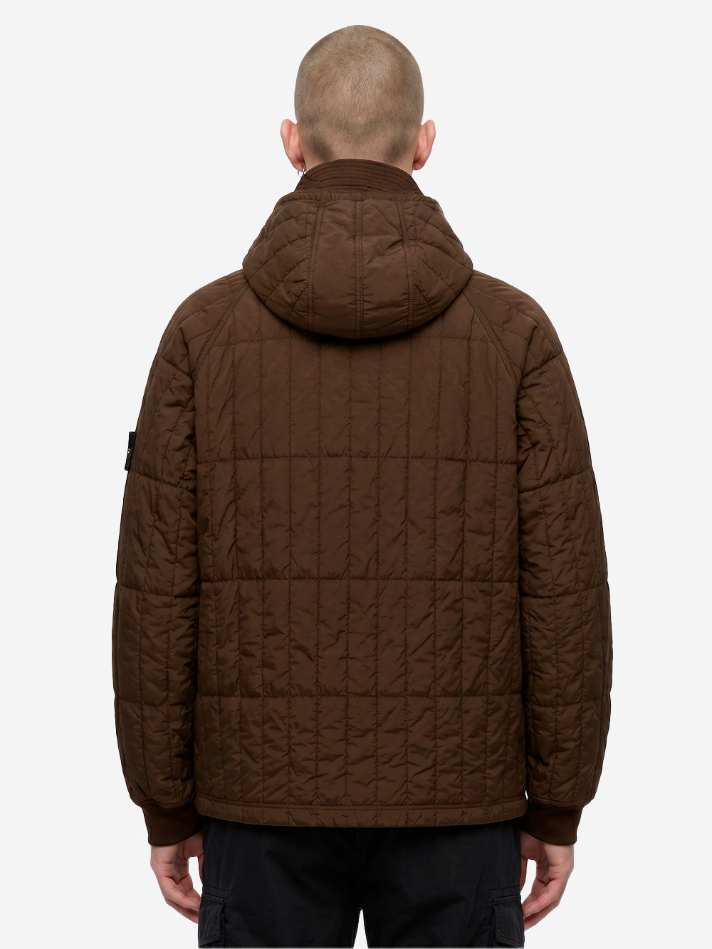 STONE ISLAND Giacca imbottita con cappuccio in nylon stretch marrone Marrone Urbanstaroma