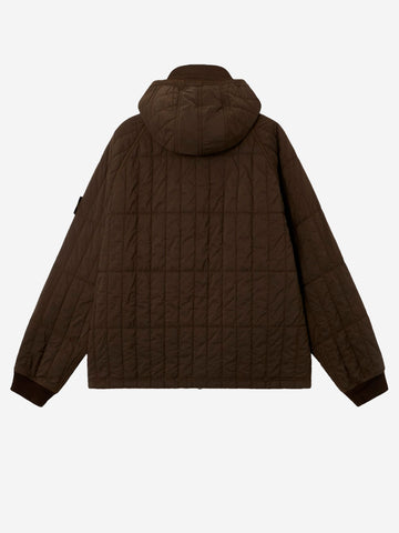 STONE ISLAND Giacca imbottita con cappuccio in nylon stretch marrone Marrone