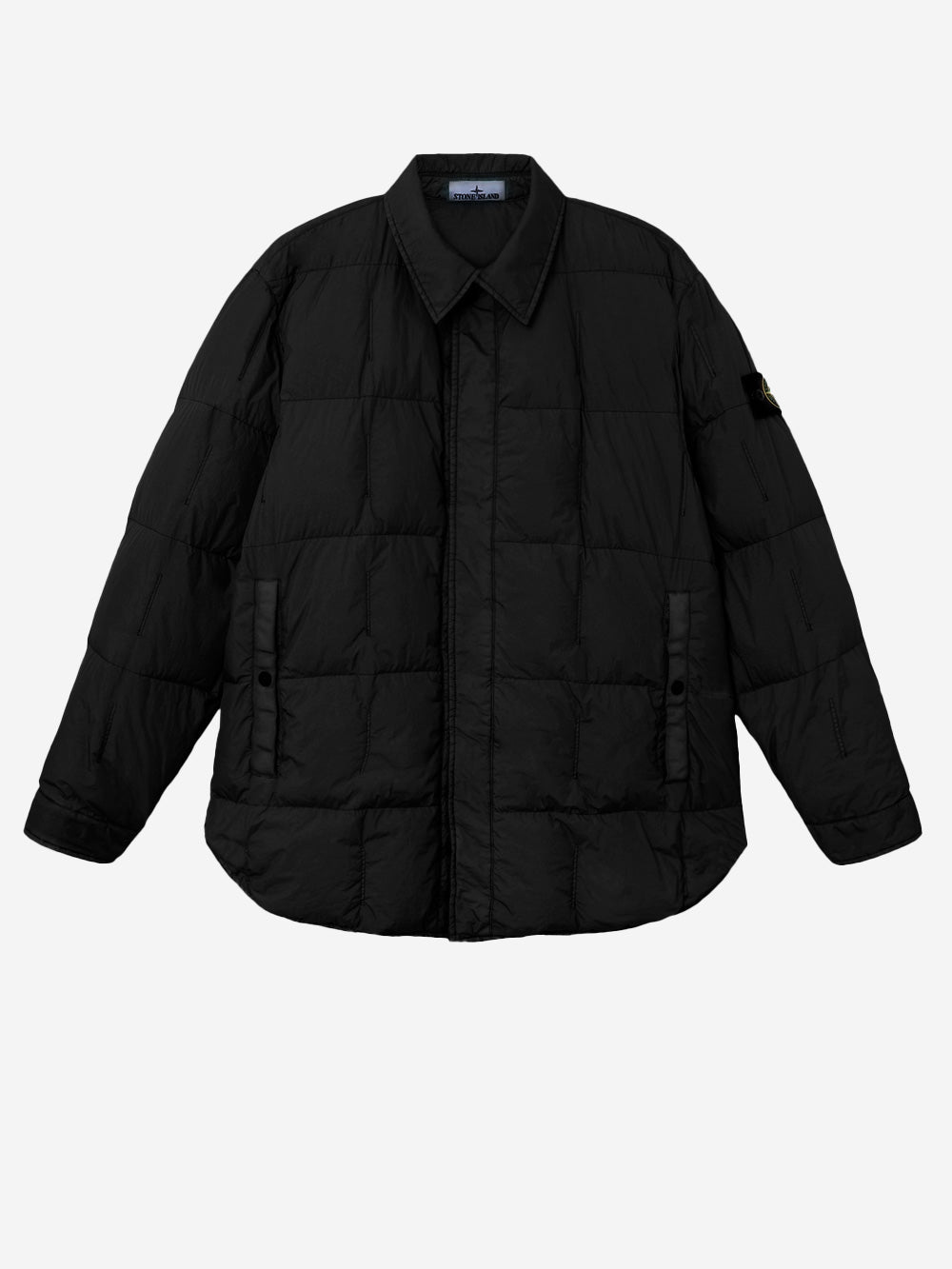 STONE ISLAND Piumino nero in nylon resinato con antigoccia Nero Urbanstaroma