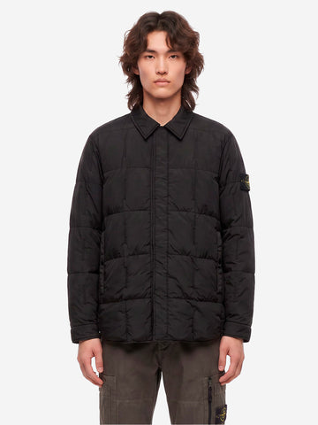 STONE ISLAND Piumino nero in nylon resinato con antigoccia Nero