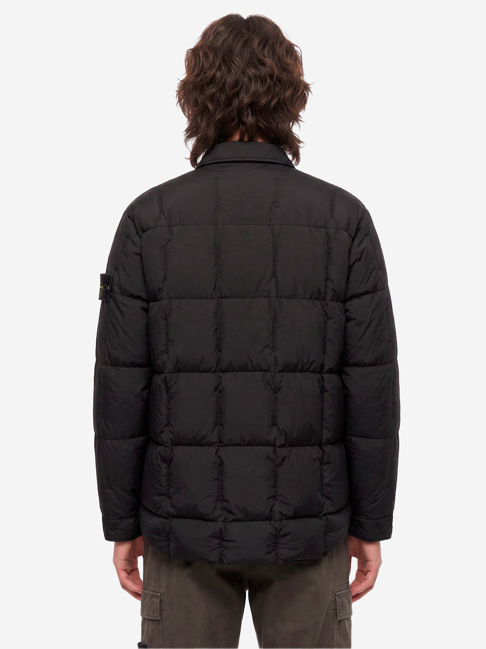 STONE ISLAND Piumino nero in nylon resinato con antigoccia Nero Urbanstaroma