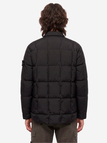 STONE ISLAND Piumino nero in nylon resinato con antigoccia Nero
