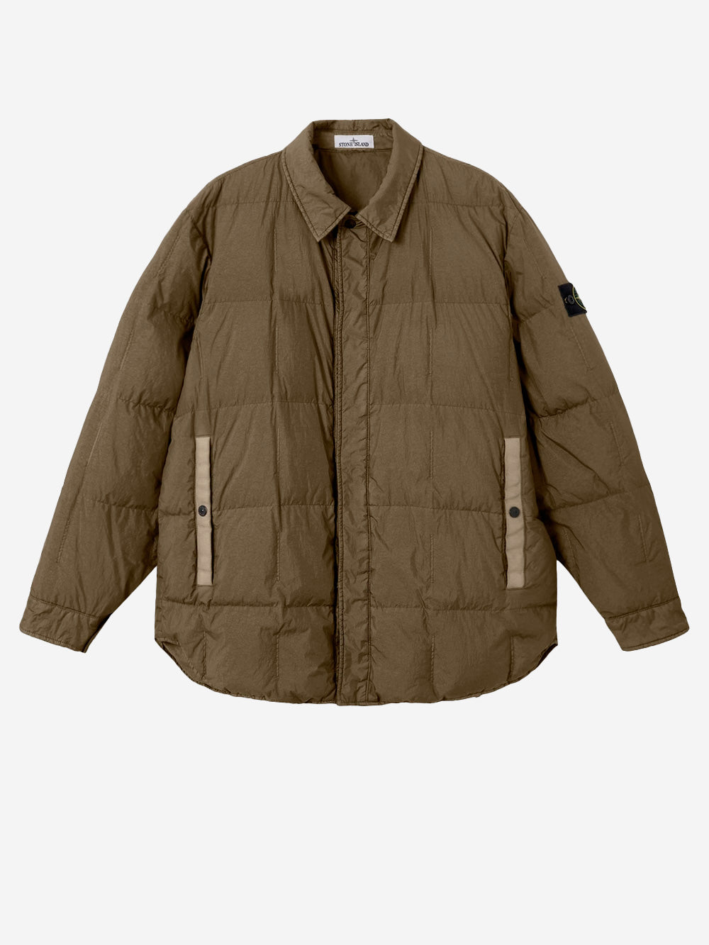 STONE ISLAND Piumino verde in nylon resinato con antigoccia Verde Urbanstaroma