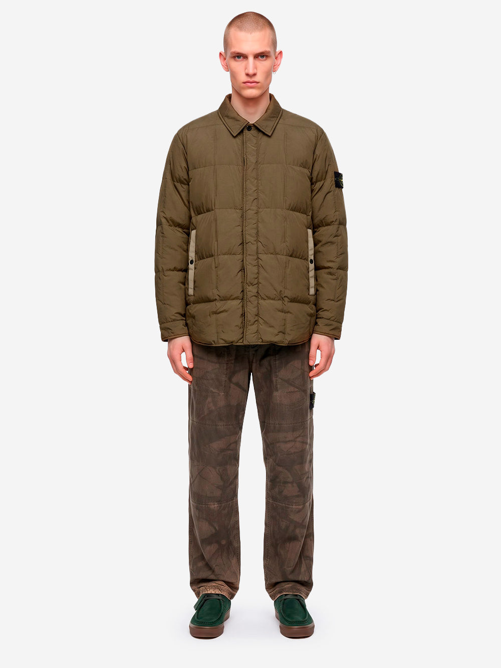 STONE ISLAND Piumino verde in nylon resinato con antigoccia Verde Urbanstaroma
