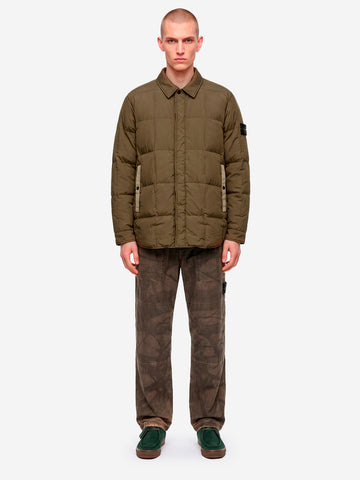 STONE ISLAND Piumino verde in nylon resinato con antigoccia Verde