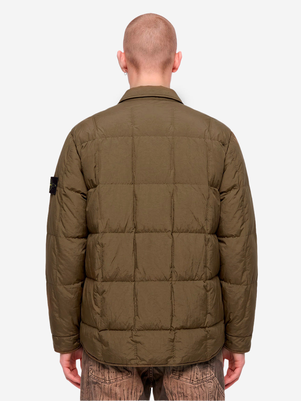 STONE ISLAND Piumino verde in nylon resinato con antigoccia Verde Urbanstaroma