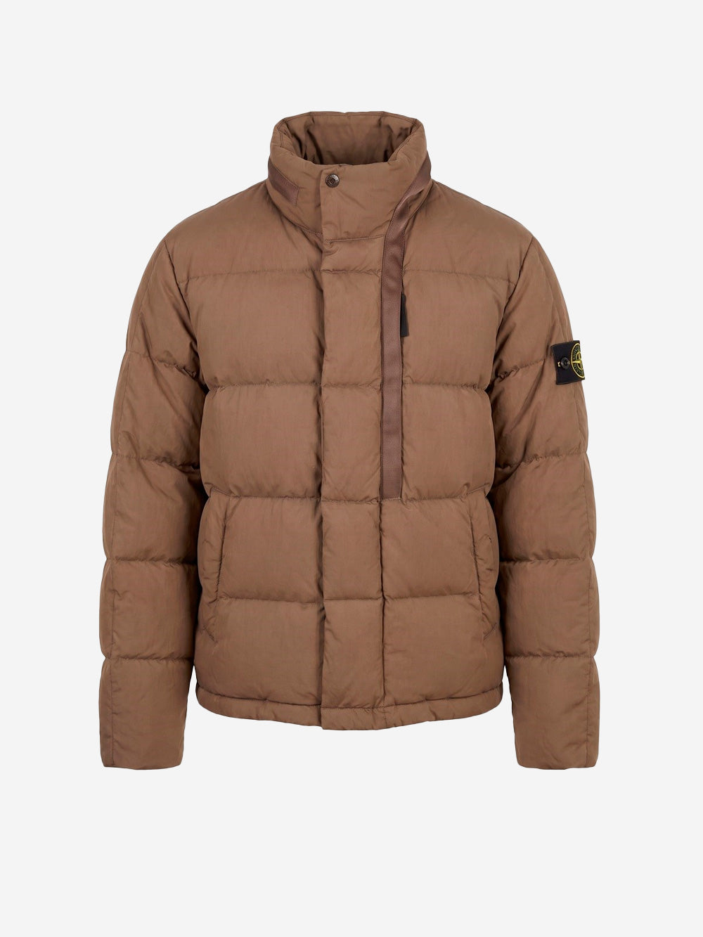STONE ISLAND Short Down Jacket con badge Compass Marrone Urbanstaroma