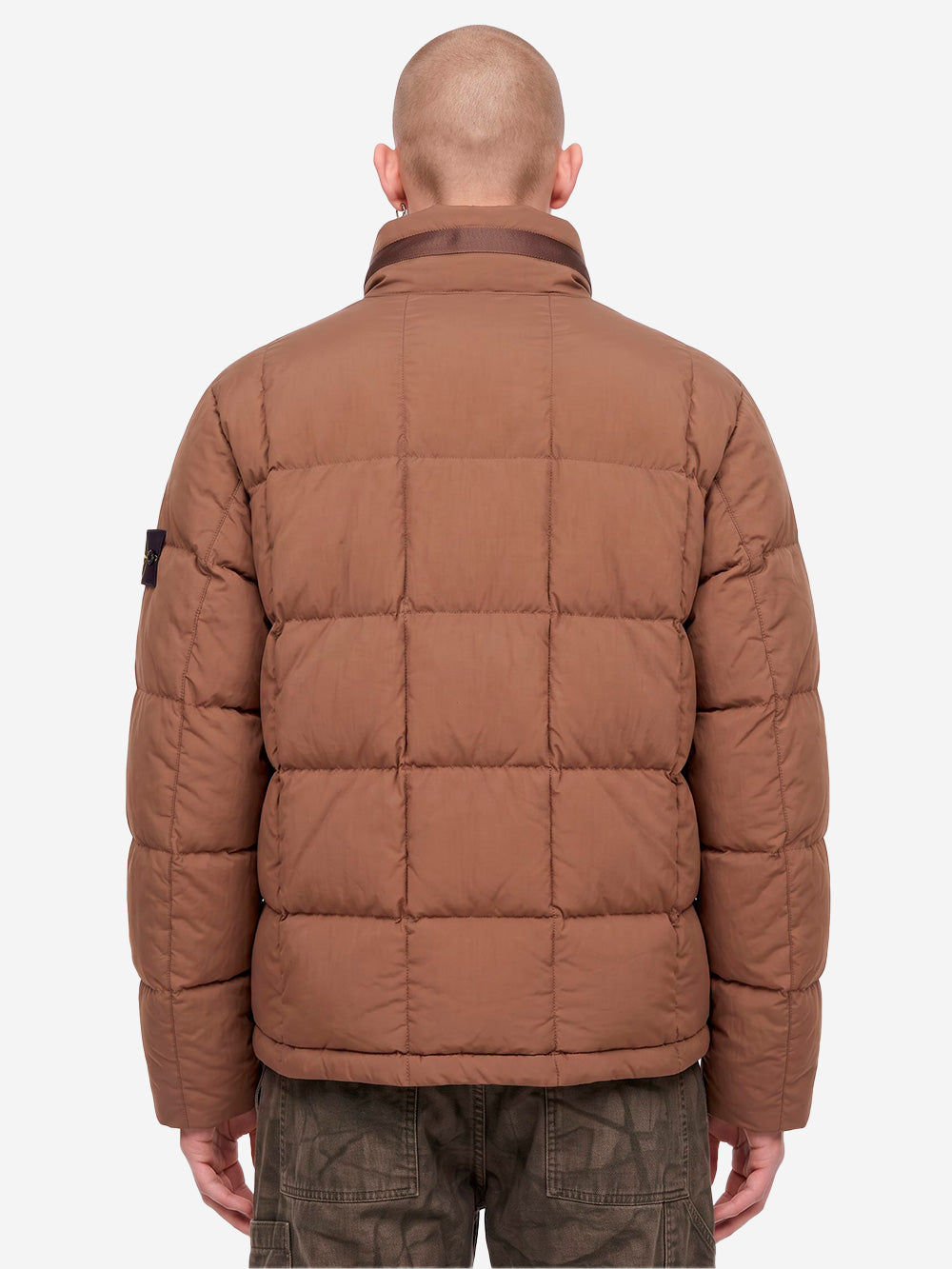 STONE ISLAND Short Down Jacket con badge Compass Marrone Urbanstaroma