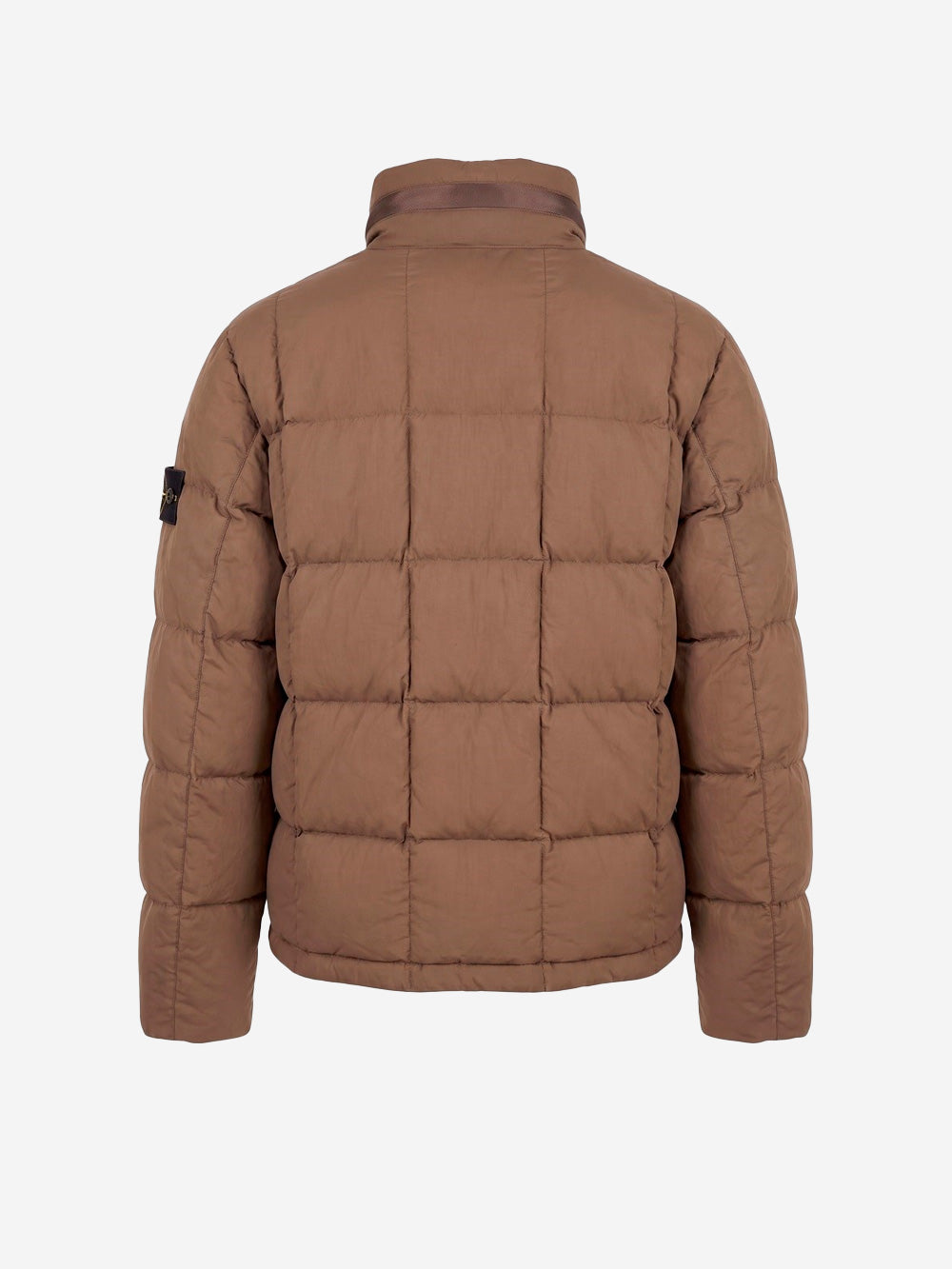 STONE ISLAND Short Down Jacket con badge Compass Marrone Urbanstaroma