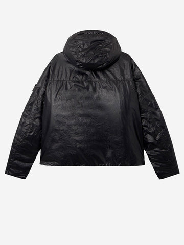 STONE ISLAND Piumino spalmato con cappuccio Light Nylon a tre strati Nero