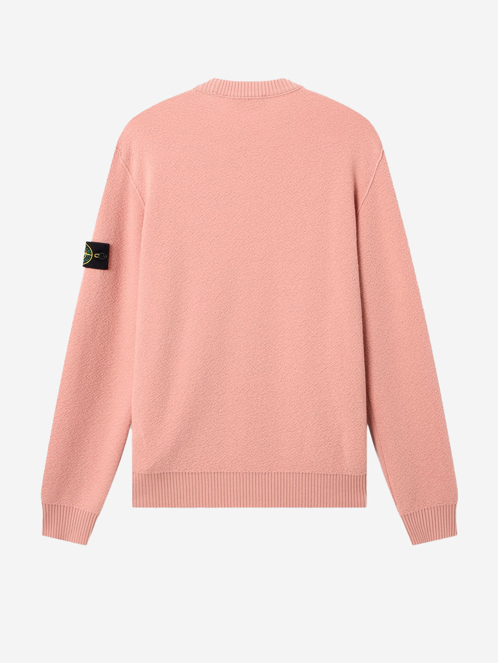 STONE ISLAND Maglione girocollo rosa in lana con finiture a costine Rosa Urbanstaroma