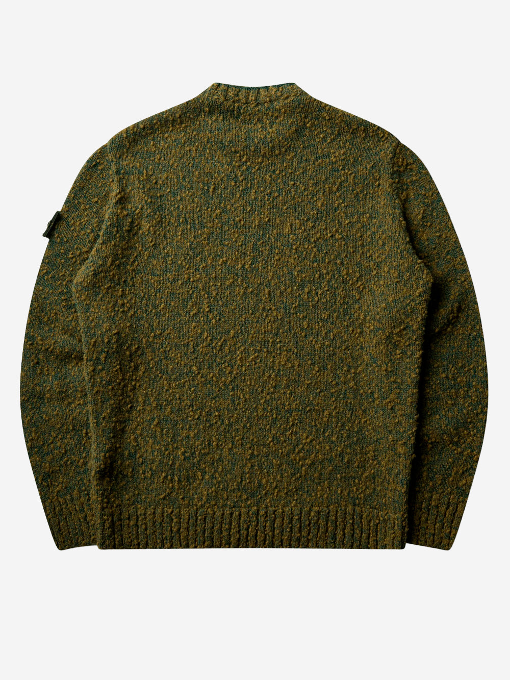 STONE ISLAND Maglione girocollo verde melange in misto lana con patch Verde Urbanstaroma