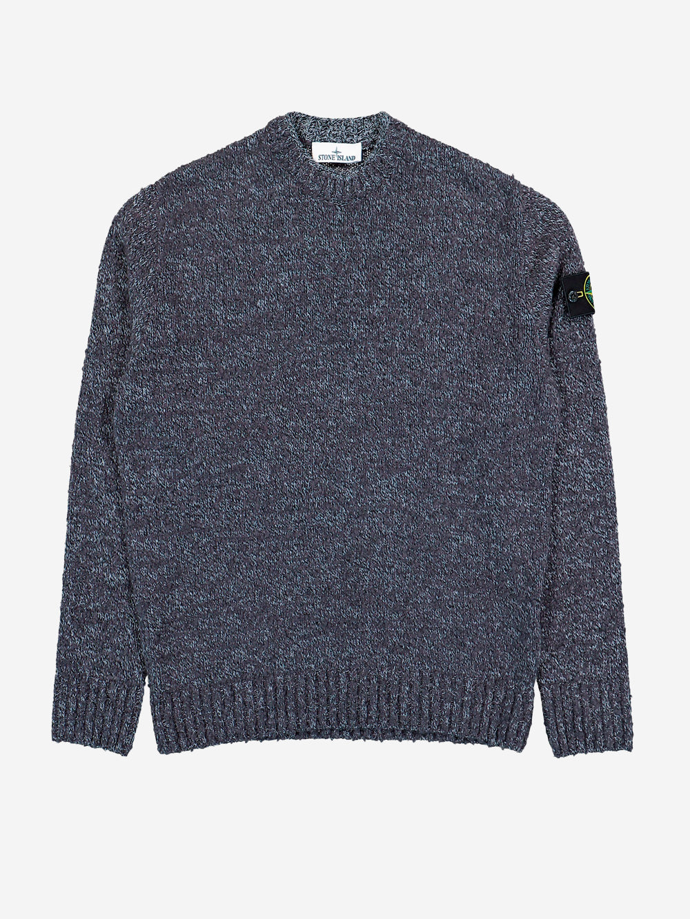 STONE ISLAND Maglione girocollo grigio melange in misto lana con patch Grigia melage Urbanstaroma
