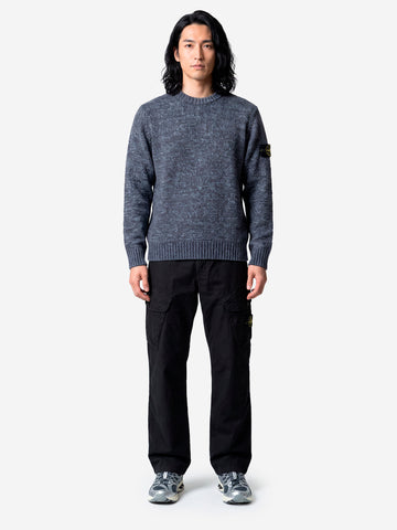 STONE ISLAND Maglione girocollo grigio melange in misto lana con patch Grigia melage