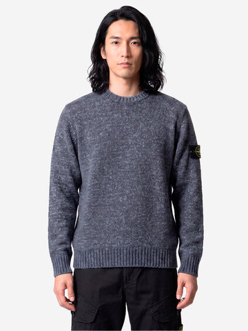 STONE ISLAND Maglione girocollo grigio melange in misto lana con patch Grigia melage