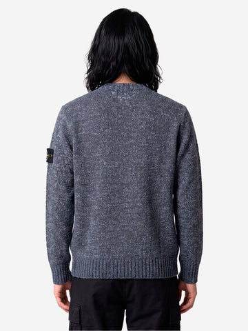 STONE ISLAND Maglione girocollo grigio melange in misto lana con patch Grigia melage