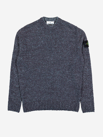STONE ISLAND Maglione girocollo grigio melange in misto lana con patch Grigia melage