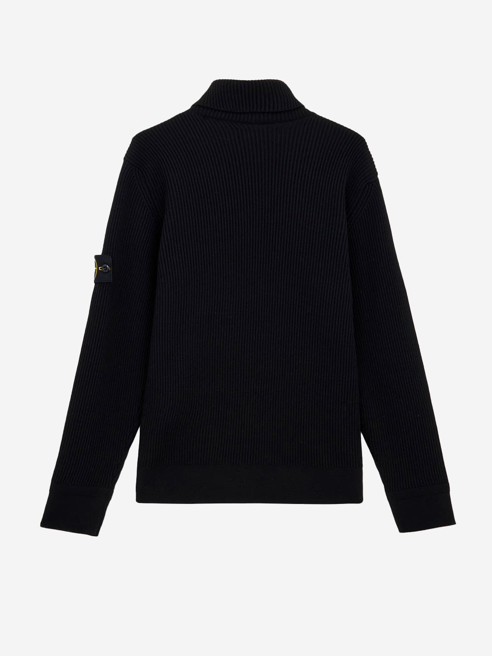 STONE ISLAND Maglione dolcevita nero in lana con costine sottili Nero Urbanstaroma