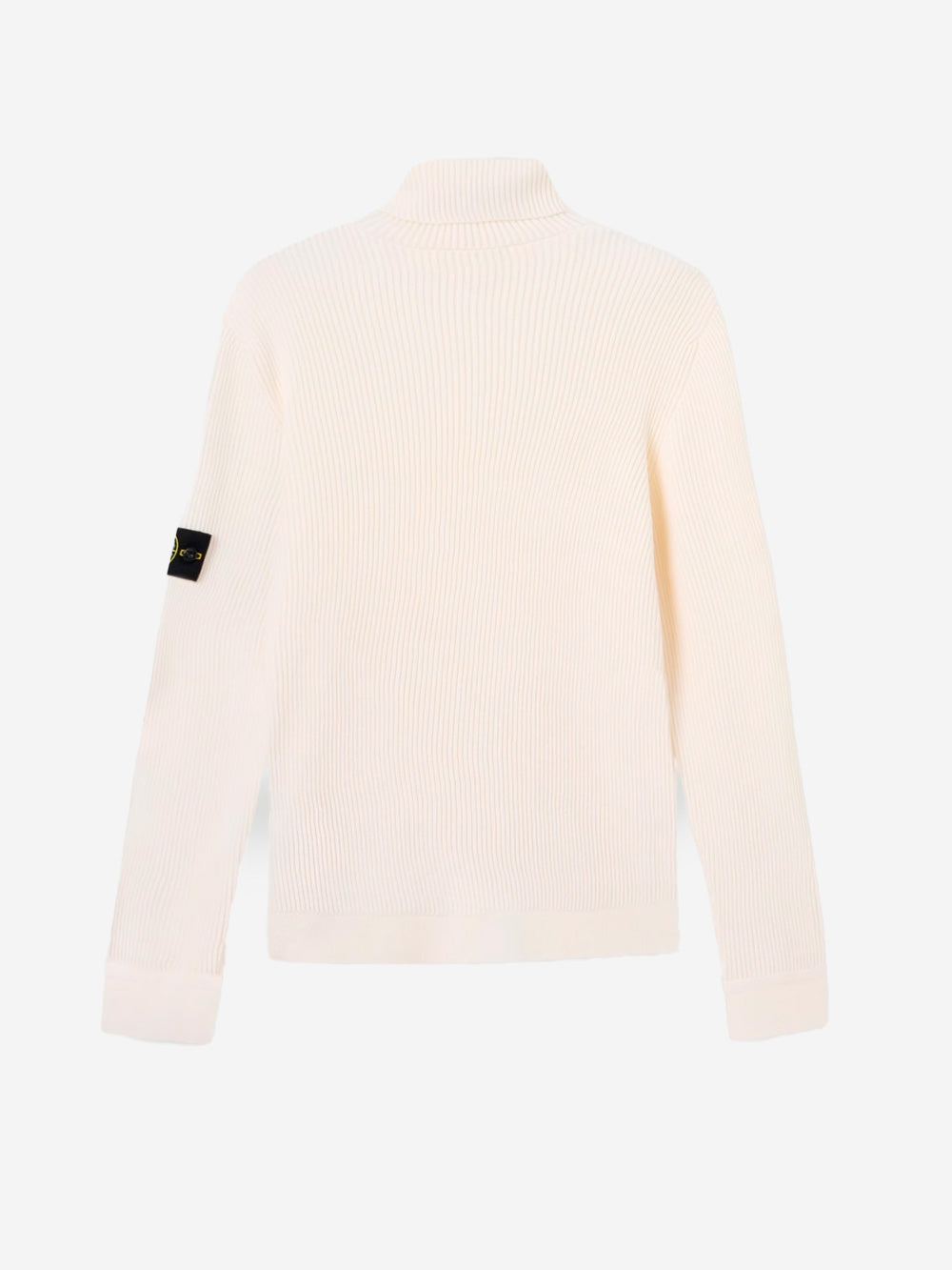 STONE ISLAND Maglione dolcevita avorio in lana con costine sottili Panna Urbanstaroma