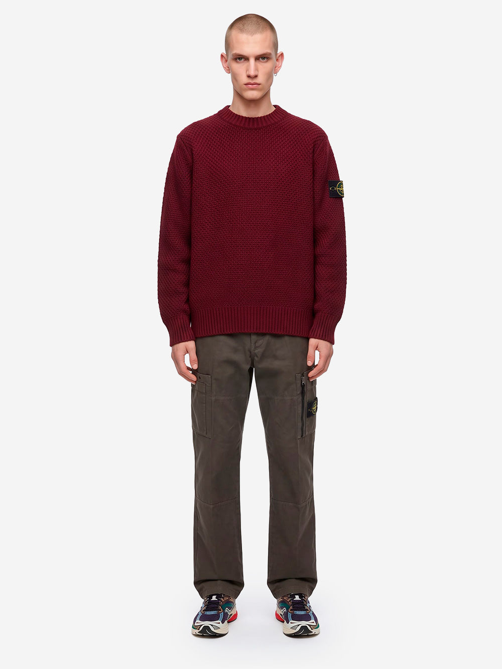 STONE ISLAND Maglione in lana di agnello bordeaux Urbanstaroma
