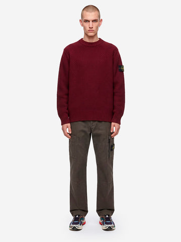 STONE ISLAND Maglione in lana di agnello bordeaux