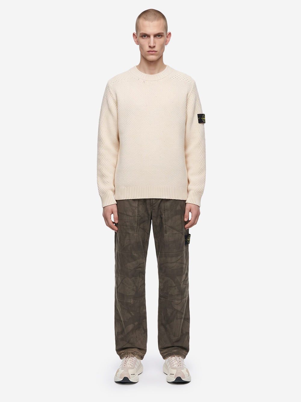STONE ISLAND Maglione in lana di agnello panna Panna Urbanstaroma