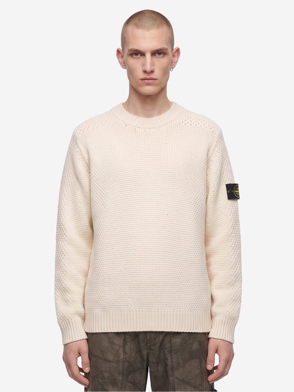 STONE ISLAND Maglione in lana di agnello panna Panna Urbanstaroma