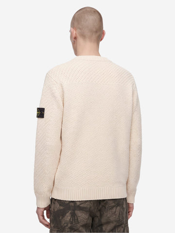 STONE ISLAND Maglione in lana di agnello panna Panna