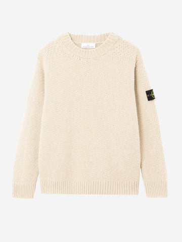 STONE ISLAND Maglione in lana di agnello panna Panna