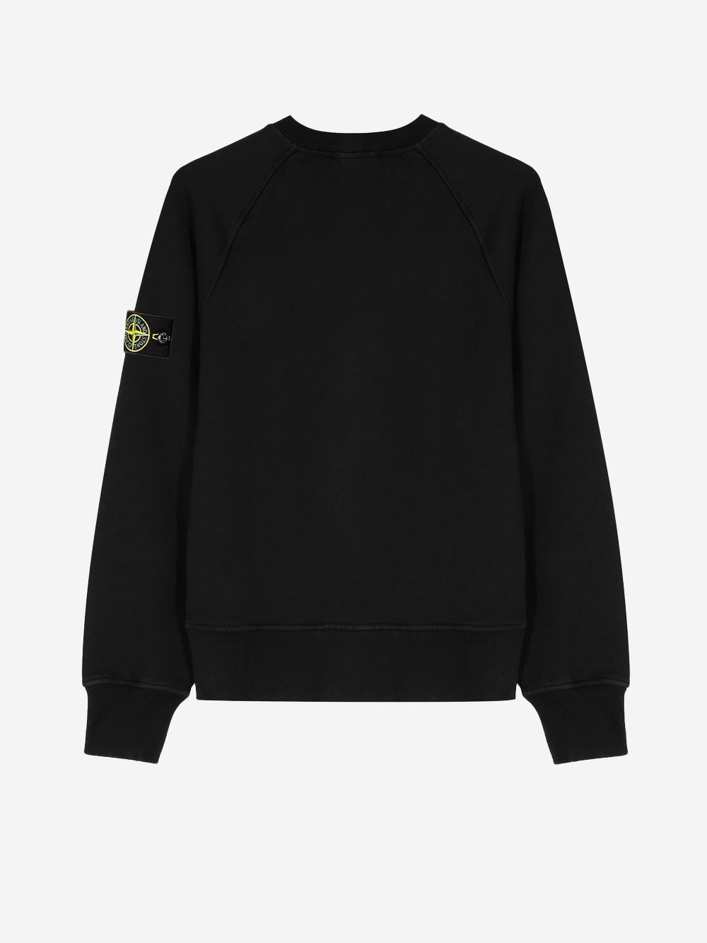 STONE ISLAND Felpa girocollo oversize in cotone fleece nera con badge Nero Urbanstaroma