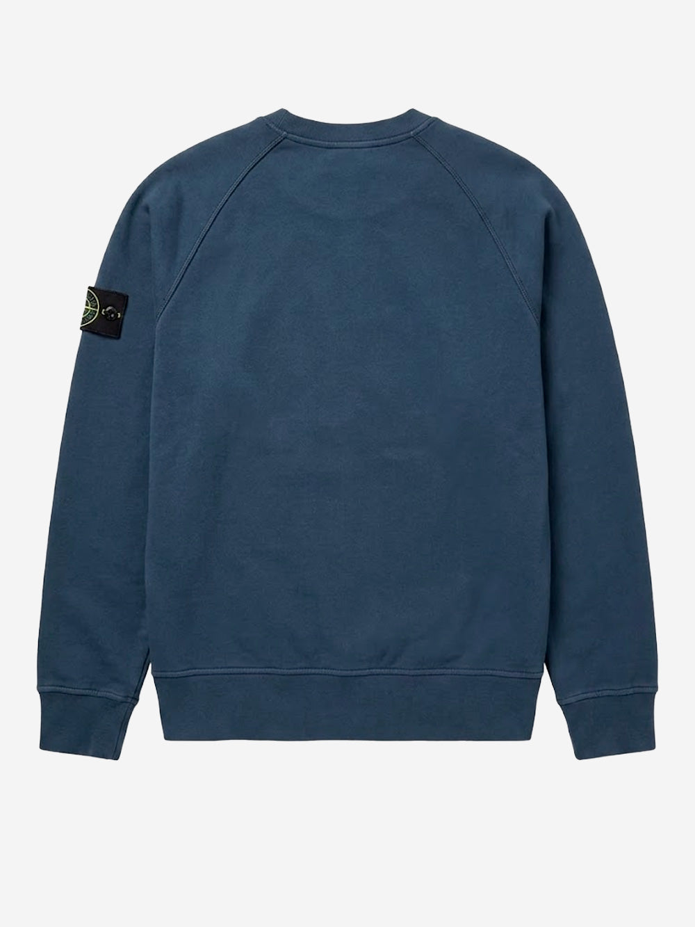 STONE ISLAND Felpa girocollo oversize in cotone fleece blu con badge Blu Urbanstaroma