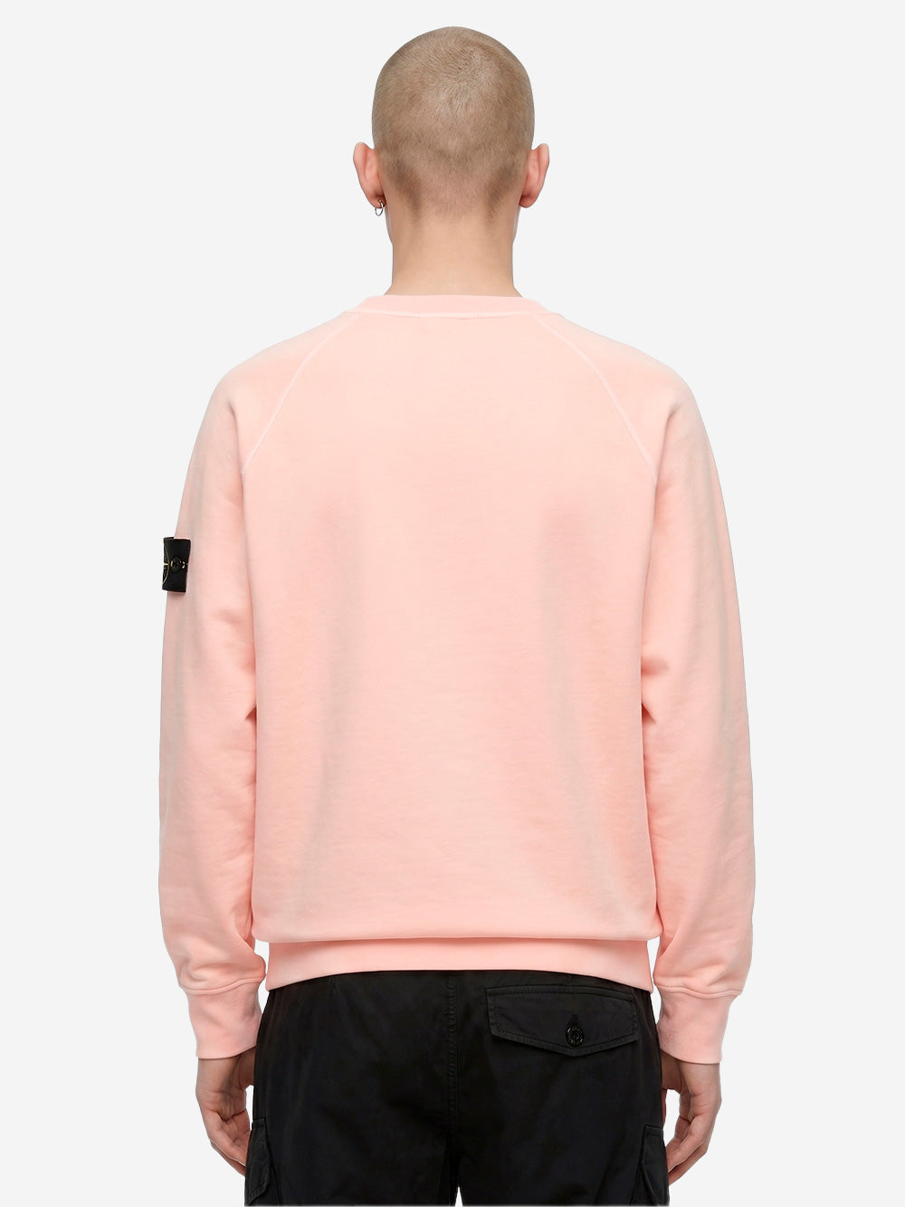 STONE ISLAND Felpa girocollo oversize in cotone fleece rosa con badge Rosa Urbanstaroma