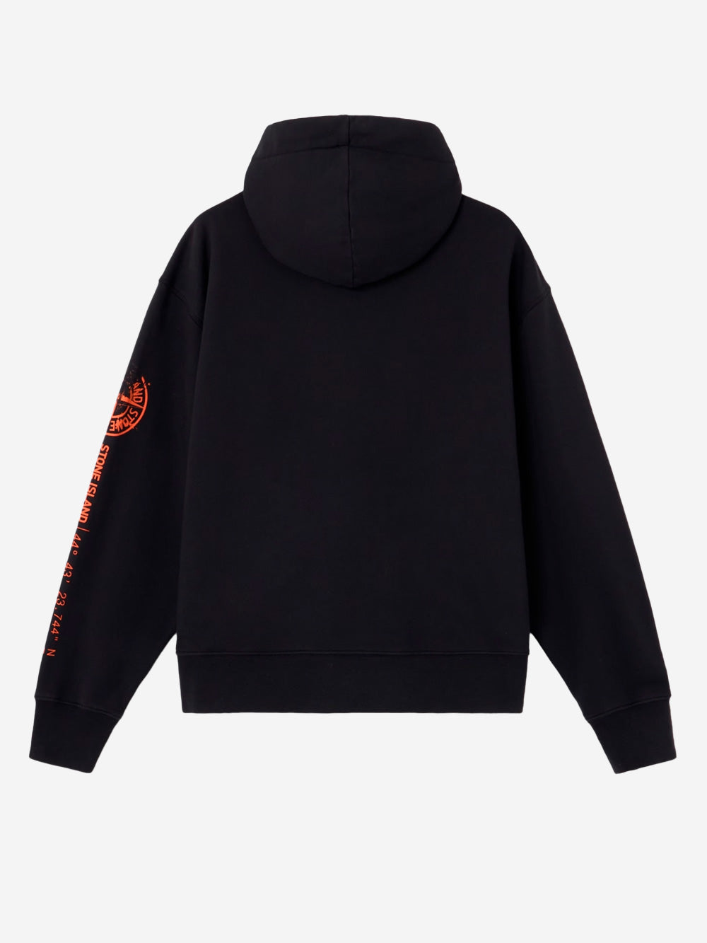 STONE ISLAND Felpa fleece con cappuccio con zip e stampa 'Vertical Placement' Nero Urbanstaroma