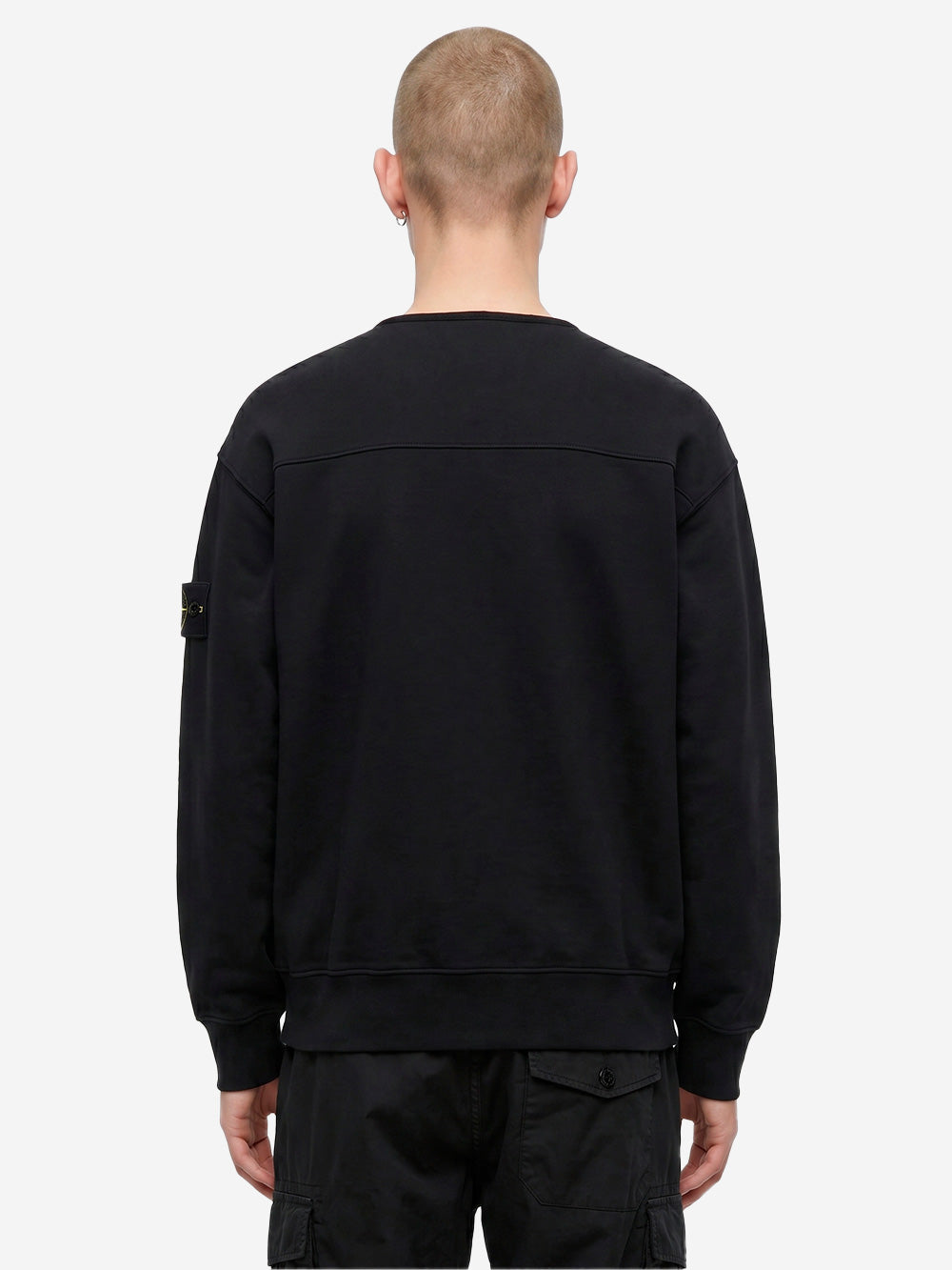 STONE ISLAND Felpa cardigan in pile di cotone con badge e scollo a V Nero Urbanstaroma