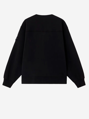 STONE ISLAND Felpa cardigan in pile di cotone con badge e scollo a V Nero